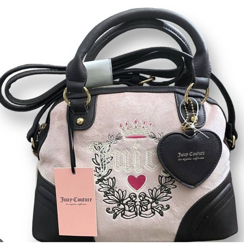 NWT~JUICY COUTURE Pink Diamond Velour Heritage Dome Satchel Handbag Purse